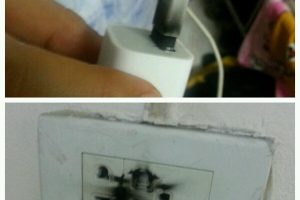 ไหม้คาปลั๊ก ที่ชาร์ตแบต ไอโฟน 5 ปลอมระเบิด