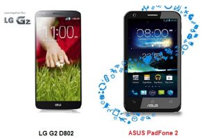 เปรียบเทียบ LG G2 D802 กับ ASUS PadFone 2