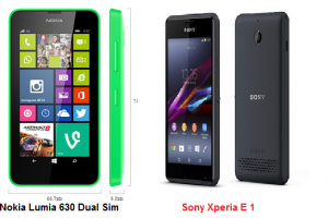 เปรียบเทียบ Nokia Lumia 630 Dual Sim กับ Sony Xperia E 1