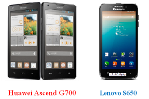 เปรียบเทียบ Huawei Ascend G700 กับ Lenovo S650