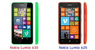 เปรียบเทียบ Nokia Lumia 630 กับ Nokia Lumia 625