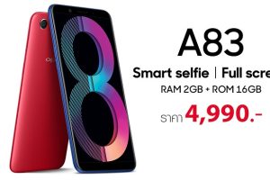 วางจำหน่ายแล้ว! OPPO A83 (2018) กล้องหน้า 8MP กล้องหลัง 13MP สมาร์ทโฟนครบเครื่องรุ่น RAM 2GB + ROM 16GB เปิดราคาเบาๆ 4,990 บาท
