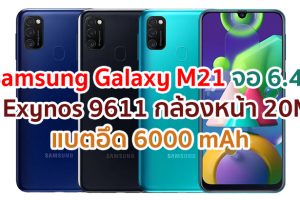 Samsung Galaxy M21 2021 จอใหญ่ 6.4 นิ้ว ขุมพลัง Exynos 9611 กล้องหน้า 20MP แบตอึด 6000 mAh