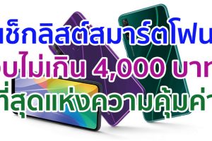 เช็กลิสต์สมาร์ตโฟนงบไม่เกิน 4,000 บาท ที่สุดแห่งความคุ้มค่า ต้องสเปกแบบไหน