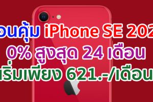 iPhone SE 2020 ผ่อนคุ้ม 0% สูงสุด 24 เดือน เริ่มต้นเพียง 621 บาท/เดือน!