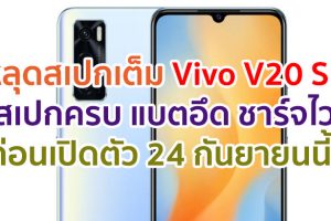 หลุดสเปกเต็ม Vivo V20 SE กล้องหลัง 48MP แบตอึด 4100mAh ชาร์จไว 33W ก่อนเปิดตัว 24 กันยายนนี้!!