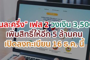 มีเฮ!! “คนละครึ่ง” เฟส 2 ให้วงเงิน 3,500 บาท และเพิ่มสิทธิ์ให้อีก 5 ล้านคน เปิดลงทะเบียน 16 ธ.ค. นี้