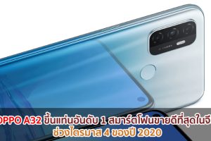 OPPO A32 ขึ้นแท่นอันดับ 1 สมาร์ตโฟนขายดีที่สุดในจีน ช่วงไตรมาส 4 ของปี 2020