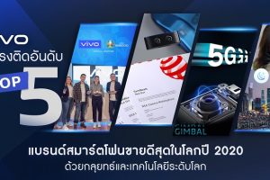 Vivo ติดอันดับท็อป 5 แบรนด์สมาร์ตโฟนยอดขายสูงสุดในโลก พิสูจน์แบรนด์คุณภาพ ครองใจผู้ใช้ทั่วโลก