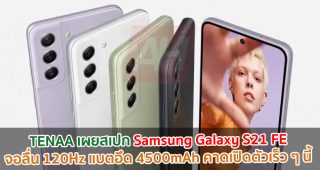 TENAA เผยสเปก Samsung Galaxy S21 FE จอลื่น 120Hz แบตอึด 4500mAh คาดเปิดตัวเร็ว ๆ นี้