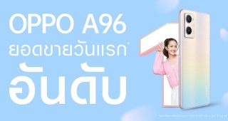 OPPO A96 กระแสแรงไม่ตก ยอดขายสูงสุดอันดับ 1 ตั้งแต่วันแรกที่จำหน่าย!!